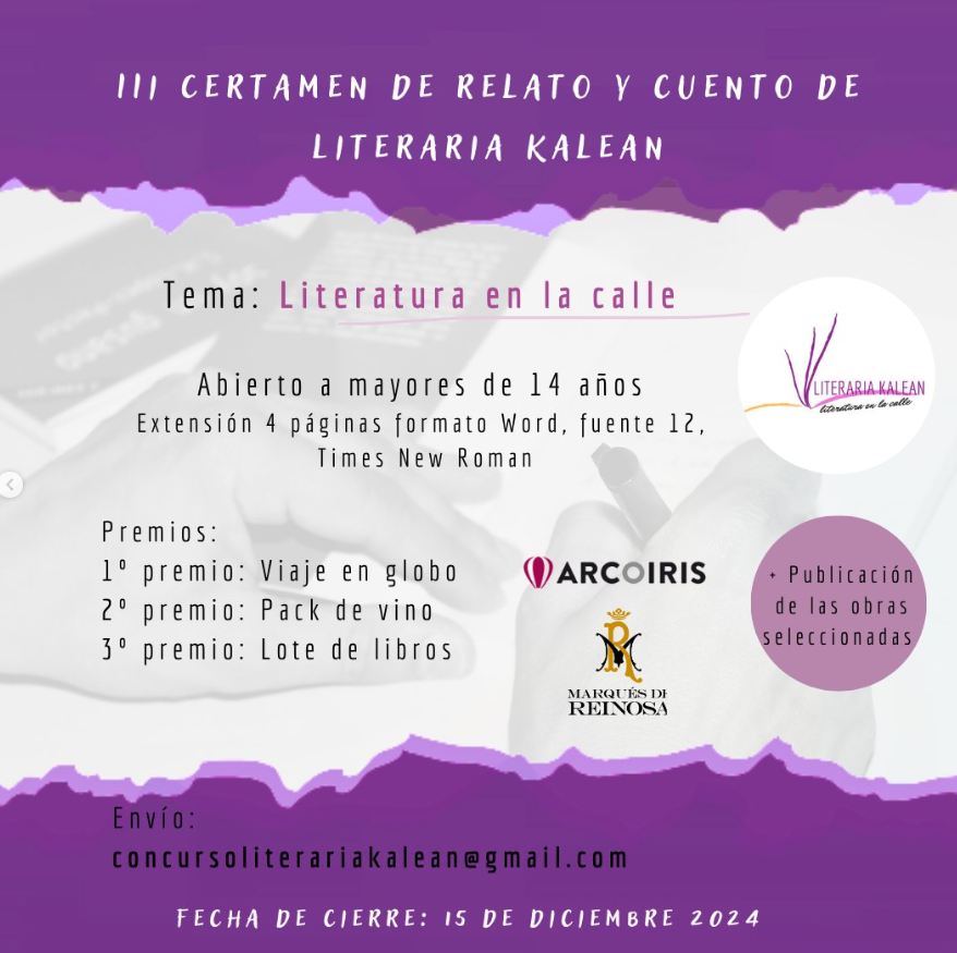 Read more about the article Literaria Kalean convoca el III Certamen Literario de Relato y Cuento